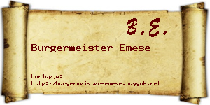 Burgermeister Emese névjegykártya